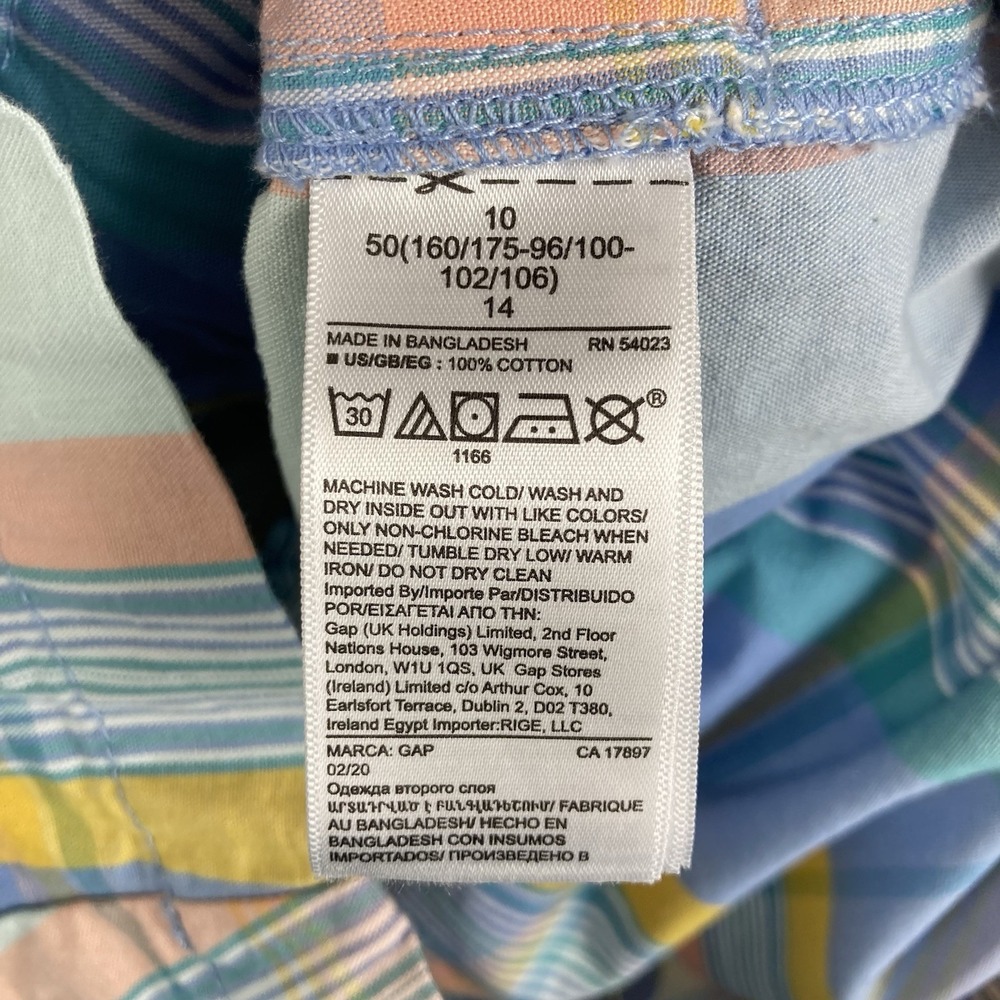 GAP NWT Women's Short Sleeve Plaid Romper 100% Cotton Tie Belt Pastel Geo sz 10 - Picture 11 of 11